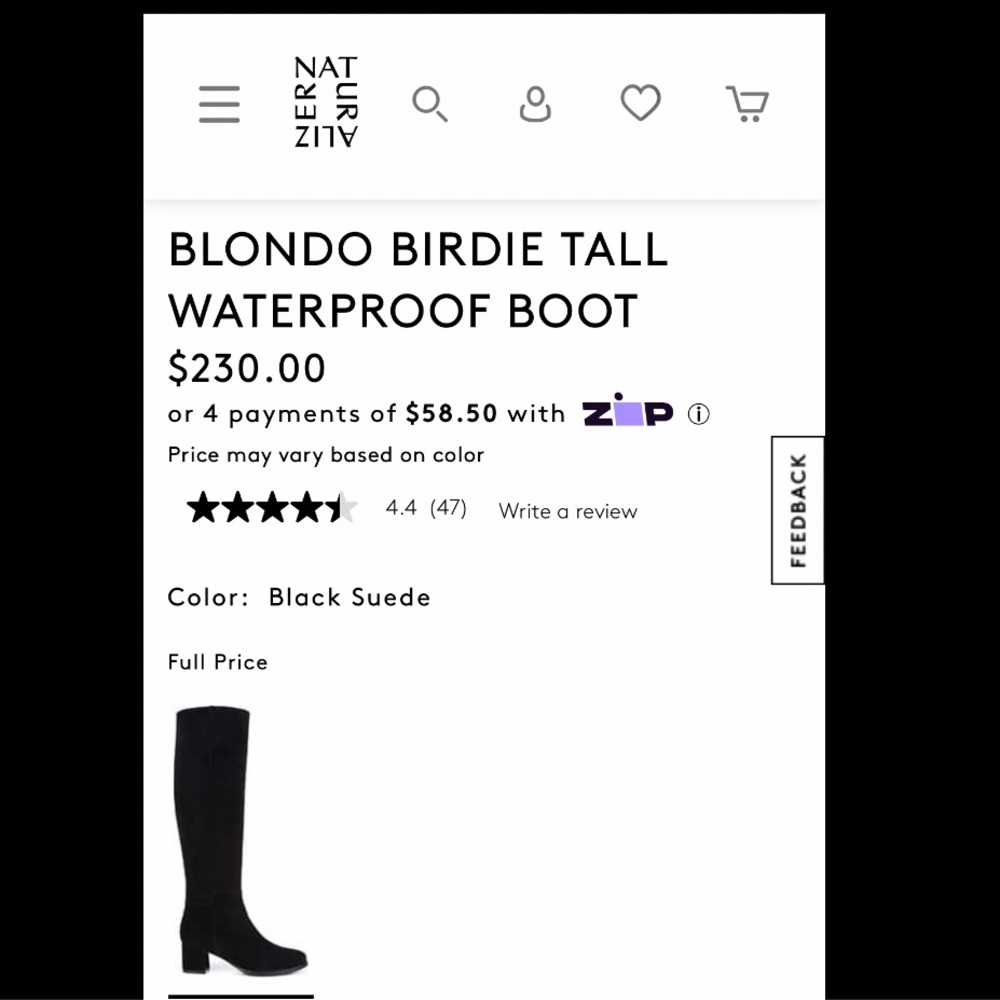 Naturalizer Blondo US 8.5 wide women’s boots. Black suede color